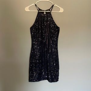 Navy blue sequin mini dress